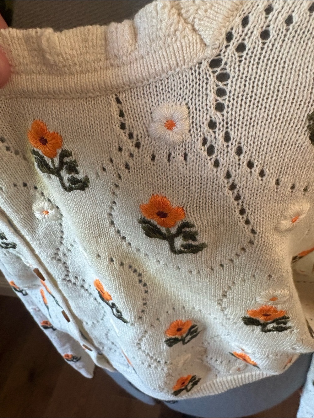 Pilcro Cream Knit Cardigan with Floral Embroidery NEW WITH TAGS Anthropologie - Picture 8 of 10